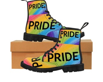 Women's LGBTQ  Pride Canvas Boots,  Rainbow Print, Gift for Pride Month