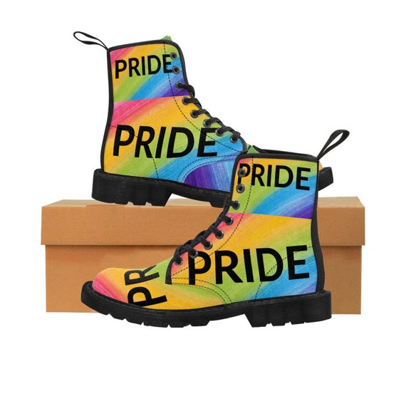 Women s LGBTQ Pride Canvas Boots Rainbow Print Gift for Pride Month Etsy