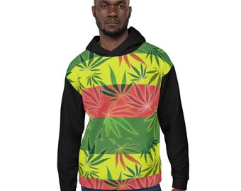 Unisex Rasta, Hip Hop, Street style Marijuana Jamaica Style, Rasta Hoodie