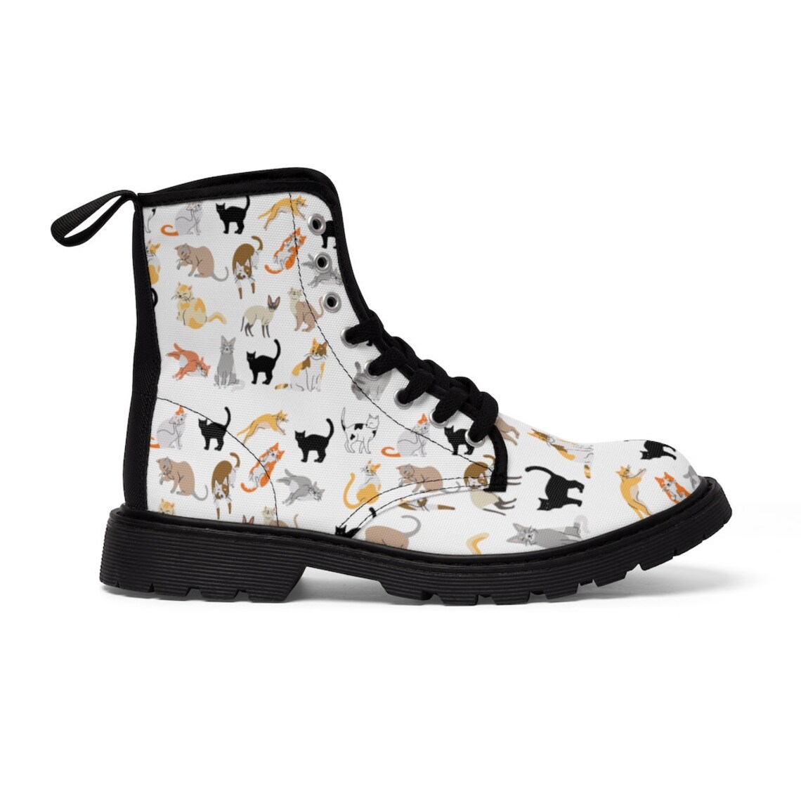 Women's Cute Kitty Cat Canvas Boots Cat Print Boots Cats Etsy