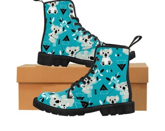 Women’s Cute Koala Print Combat Boots Hiking Boots