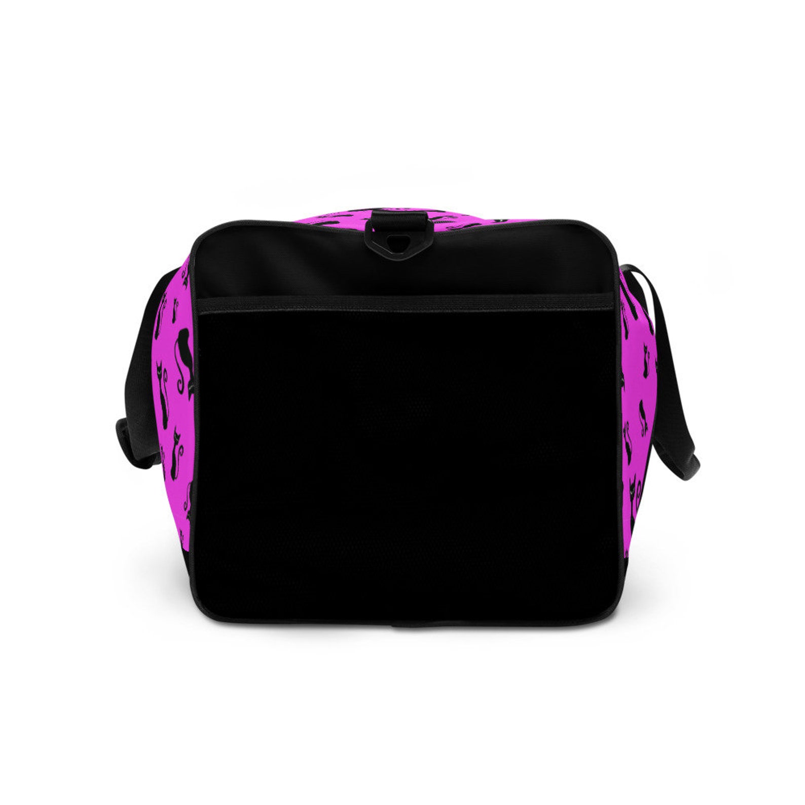 pink and black duffle bag