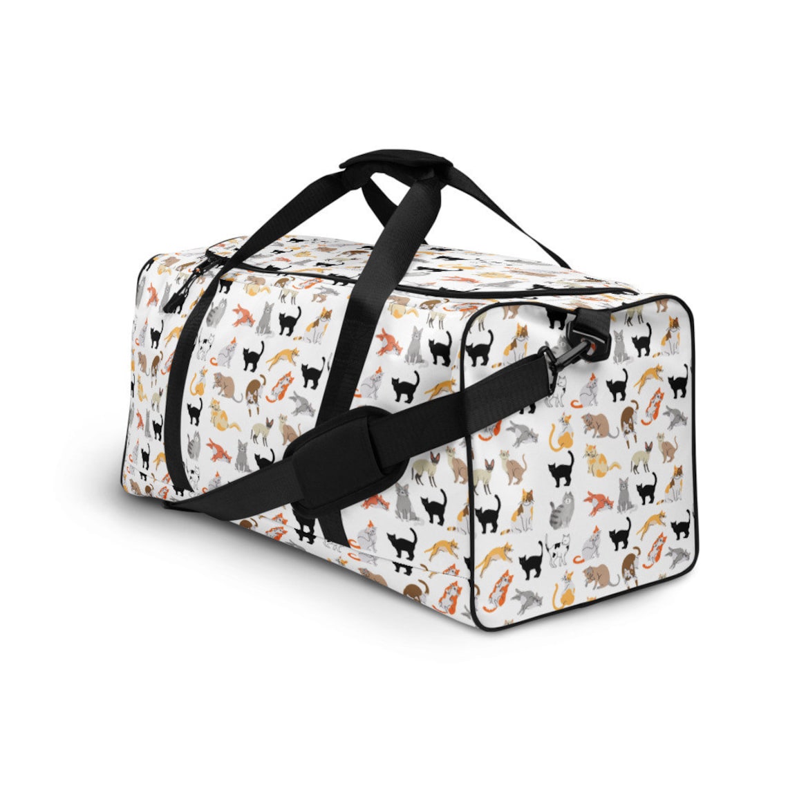 Adorable Large Kitty Cat Print Duffle Bag Gym Bag Overnight Etsy UK
