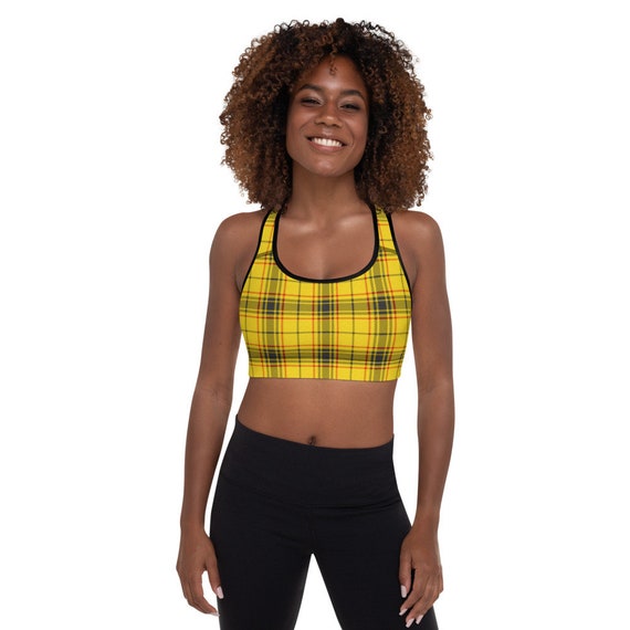 Perfectly Plaid Padded Sports Bra Workout, Fitness, Exercise, Rare
