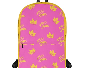 Sac à dos Boss Babe pour femmes ou adolescents, sac rose et jaune, Kawaii, Hip Hop Street Style