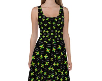 Women’s Jammin’ Jamaica Dress, Rasta Dress, Hip Hop Street style Dress, Jamaican Flag