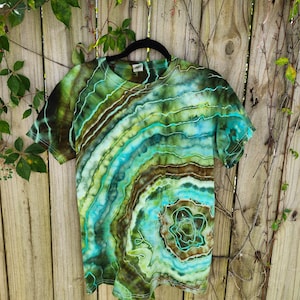Green Geode Tie Dye Shirt: Ice Dyed Cotton Tee