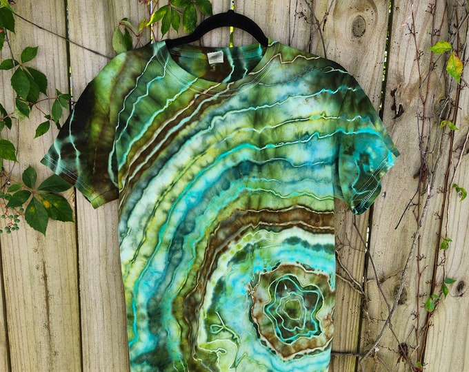 Green Geode Tie Dye Shirt: Ice Dyed Cotton Tee