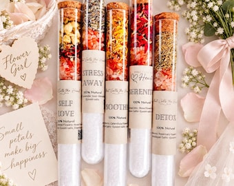 Flower Girl Gift Box Set Bath Salt Spa Package Wedding Party Thank You Botanical Blend Epsom Himalayan Floral Soak Tube Sampler Lavender