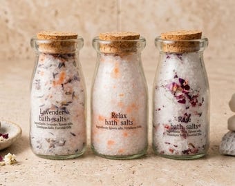 Christmas Bath Salts Holiday Soak Winter Spa Gift Women Stocking Stuffer Christmas Self Care Gift Relaxation Jar Himalayan Epsom Lavender