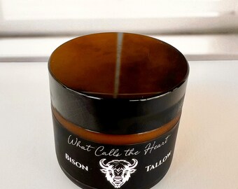 Bison Tallow Balm Winter Skincare Dry Face Moisturizer Natural Skin Butter Grass Fed Jar Amber Glass Container Gift Skier Snowboarder Sports