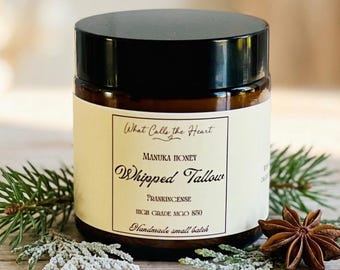 Tallow Face Balm Whipped Body Moisturizer Bison Tallow Cream Manuka Honey Frankincense Facial Balm Handmade Artisan Gift Sister Law Natural