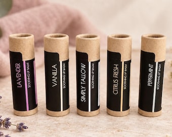 Bison Tallow Balm Stick Natural Skin Moisturizer Zero Waste Free Beauty Gift Sustainable Balm Ointment Lavender Scent Peppermint Lip Care