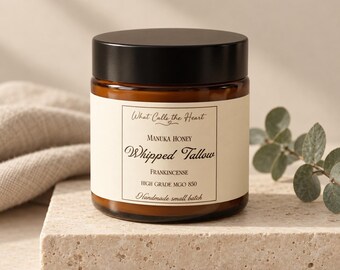 Tallow Face Balm Bison Tallow Whipped Butter Manuka Honey Frankincense Skincare Handmade Small Batch Beauty Grass Fed Natural Moisturizer