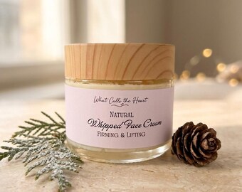 Christmas Gift Women Face Cream Whipped Moisturizer Glass Jar Wooden Lid Skincare Product Frankincense Myrrh Biblical Manuka Honey Bakuchiol
