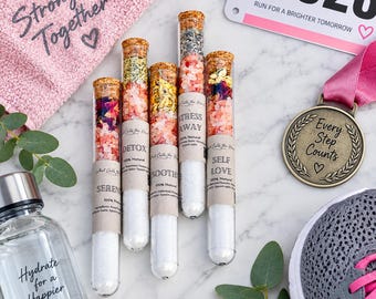 Bath Salt Set Test Tube Spa Gift Runner Appreciation Marathon Finisher Race Participant Athletic Event Charity Fundraiser Fitness Enthusiast