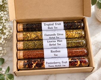 Loose Leaf Tea Sampler Set Wedding Favor Gift Box Hostess Gift Spa Day Self Care Package Idea Stocking Stuffer Bridal Shower Tea Tasting Kit