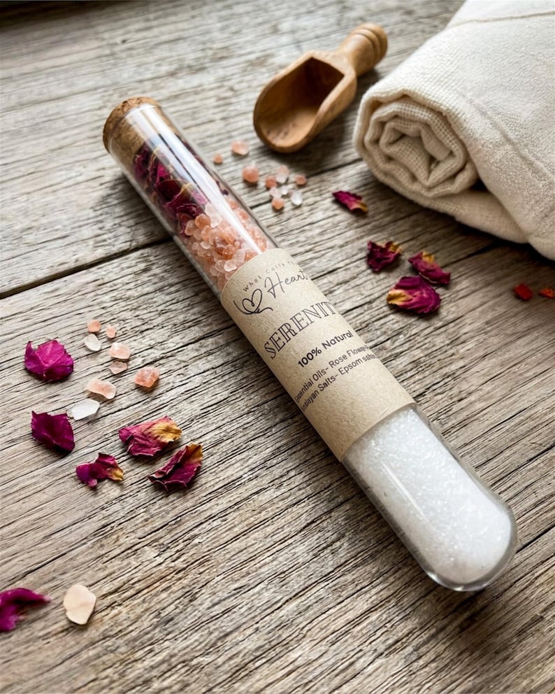 Bath Salt Gift Set Coworker Spa Relaxation Women Wellness Present Box Spring Collection Himalayan Epsom Soak Sampler Tube Whatcallstheheart image 16