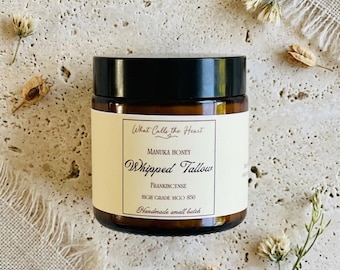 Whipped Tallow Cream Skincare Lover Gift Manuka Honey Face Balm Bison Frankincense Butter Nourishing Natural Beauty Handmade Moisturizer
