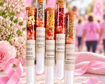Cancer Awareness Gift Set Box Bath Salt Tube Sampler Floral Soak Relaxation Package Self Care Encouragement Present Survivor Celebration