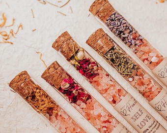 Floral Bath Salts Spa Gift Set Bridesmaid Rose Lavender Herbal Soak Tube Wedding Favor Whatcallstheheart Relaxation Product Natural Wellness