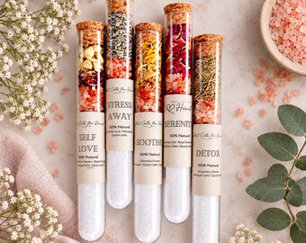 Niece Birthday Gift Spa Relaxation Bath Salt Soak Set Floral Wellness Package Sampler Tube Collection Self Care Bundle Box Natural Botanical