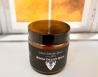 Bison Tallow Balm Dry Skin Winter Care Hand Face Body Moisturizer Grass Fed Buffalo Salve Working Hands Construction Worker Outdoor Gift