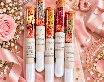 Sweet Sixteen Gift Bath Salt Set Spa Relaxation Product Teen Girl Birthday Present Self Care Tube Container Natural Mineral Soak Vial Dried