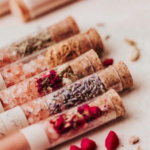Bath Salt Gift Set Coworker Spa Relaxation Women Wellness Present Box Spring Collection Himalayan Epsom Soak Sampler Tube Whatcallstheheart image 7