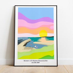 St Andrews Pier Harbour Beach Print - University of - Golf - Graduation - Scotland - Fife - Poster Personalised Wall Art Painting Gift