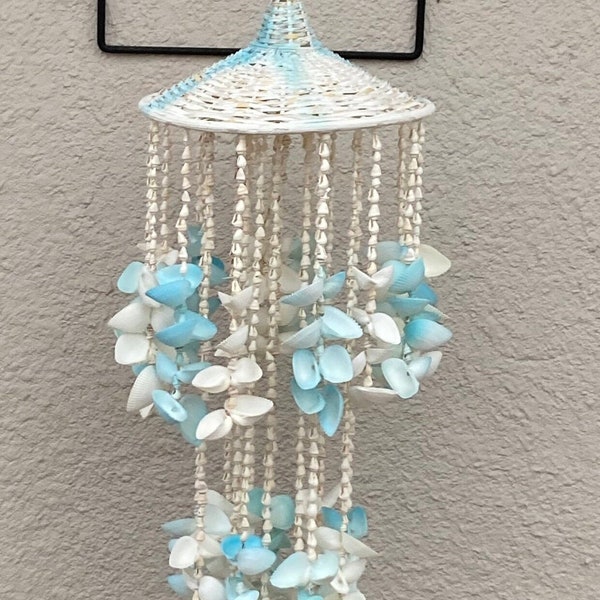 Sea Shell Kroonluchter Hangende Spiraal Mobiele MCM Macrame Shell Boho Beach Cottage Seaside Lake House Accent Home Decor