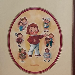 Campbell Soup Kids Framed Picture Campbell Soup Collectibles Vintage Campbell&#39;s Soup Kids Wall Hanging Campbell&#39;s Kids Wall Art Framed.