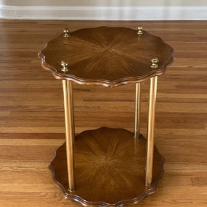 MCM End Table, Side Table Wood & Brass Night Stand, Plant Stand, Cocktail Bar Serving Station, Magazine Book Rack Living Room Den Furniture