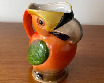 Vintage Toucan Pitcher – Colorful Art Deco Ceramic Parrot Decor