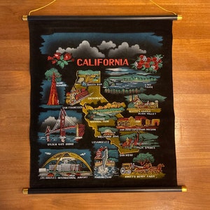 Vintage Kalifornien Souvenir Schwarz Samt Wandbehang | Etsy