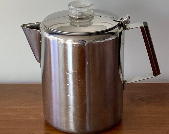 12 Cup Coffee Percolator Complete Set Stainless Steel Stovetop Pot With