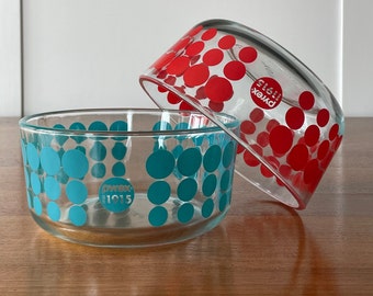 Ciotole trasparenti in Pyrex a pois rosso o verde acqua 100° anniversario dal 1915 per servire spuntini, ciotole per mescolare, pentole da cucina, display, 1 litro