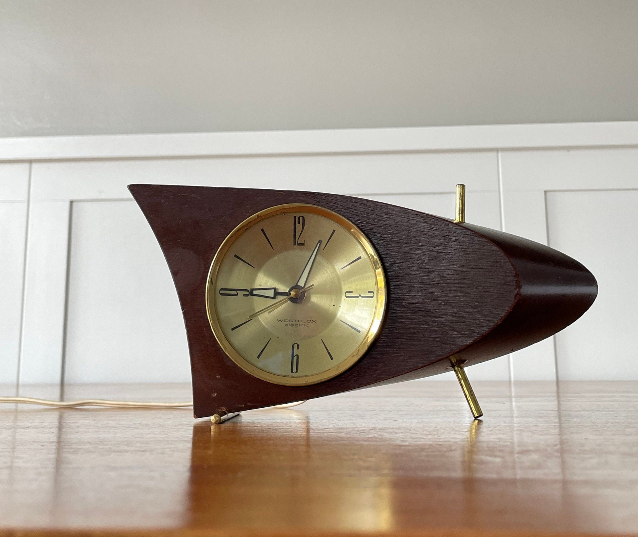 1950s Alarm Clock Westclox 707 Model S10-ab Atomic Boomerang Art
