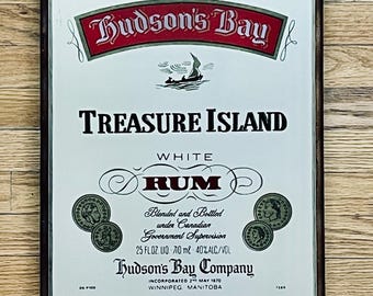 Vintage Hudson's Bay Treasure Island Rum Mirror Tray: MCM Barware