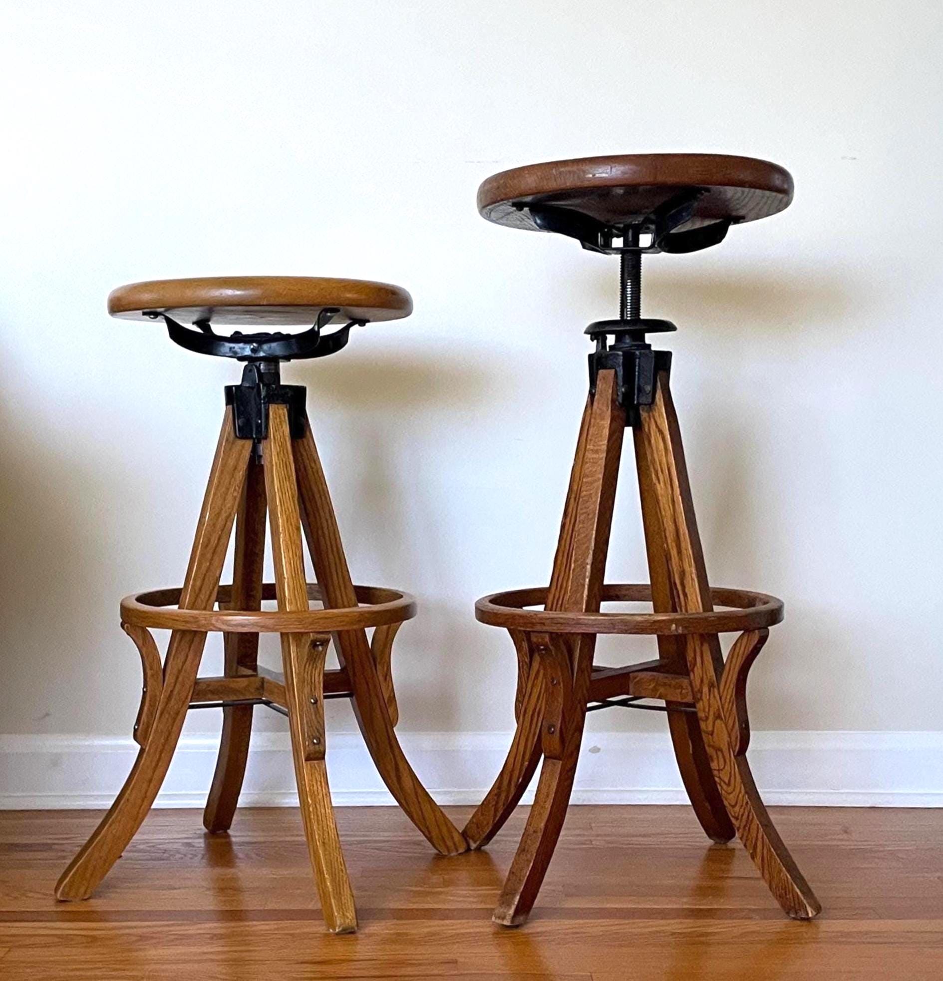 Architect Drafting Stool, Swivel & Adjustable Seat Antique