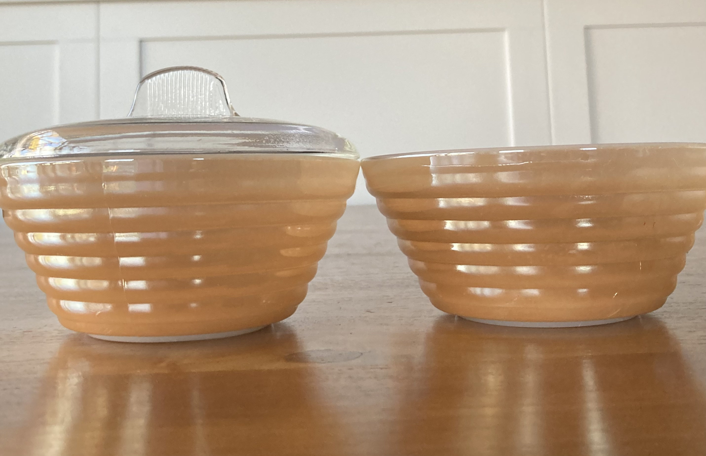 Vintage Fire King ピーチラスター キャセロール 蓋付き USA Fire-King