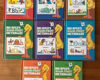 COMPLETE SET Big Bird Seasame Street Dictionary Featuring Jim Henson&#39;s Muppets Bert Ernie Cookie Monster Grover Vintage HardCover Book Gift