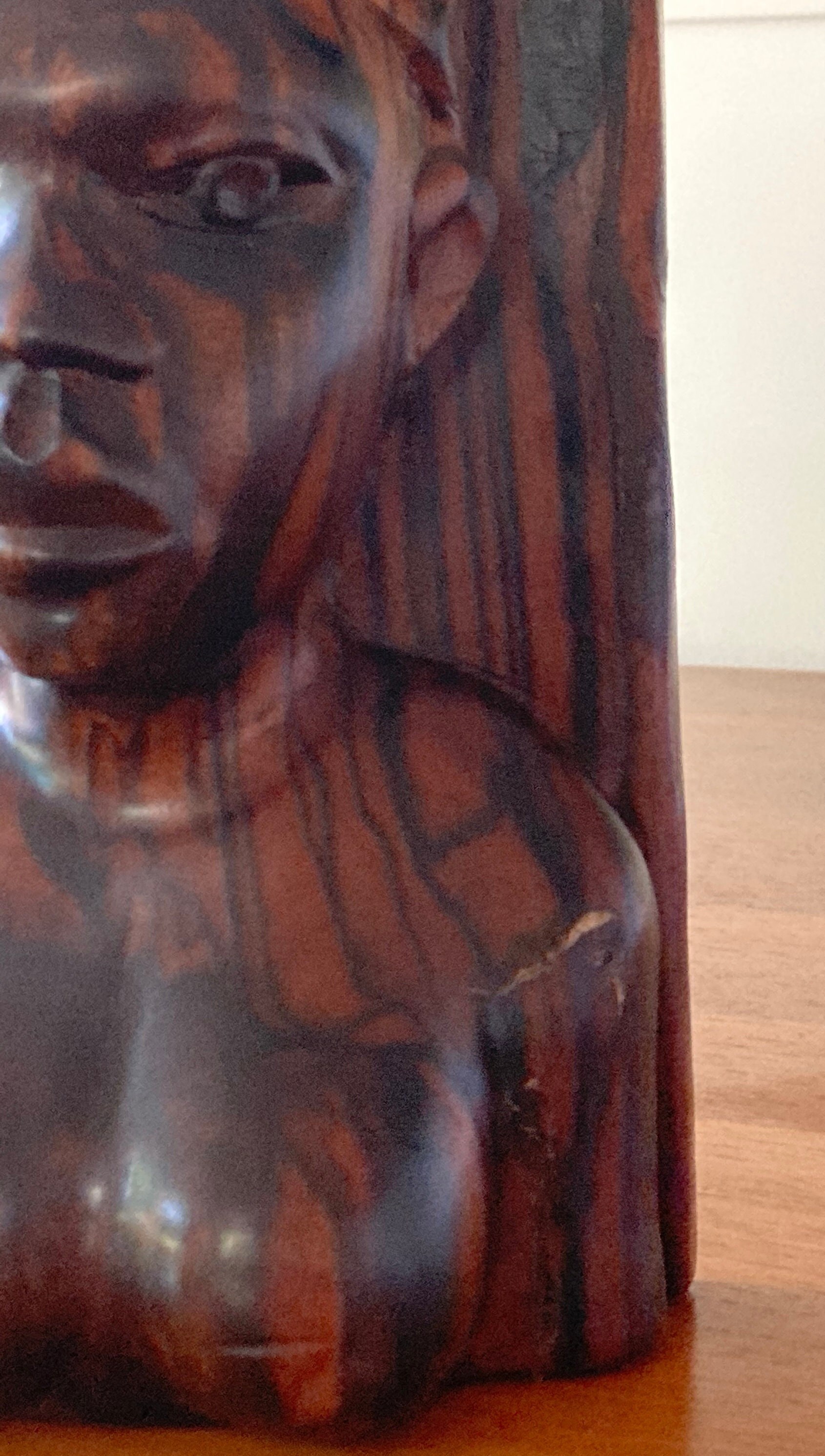 Paire De Serre-livres Bustes Femmes Africaines Masaï En Bois - Artisanat Tribal