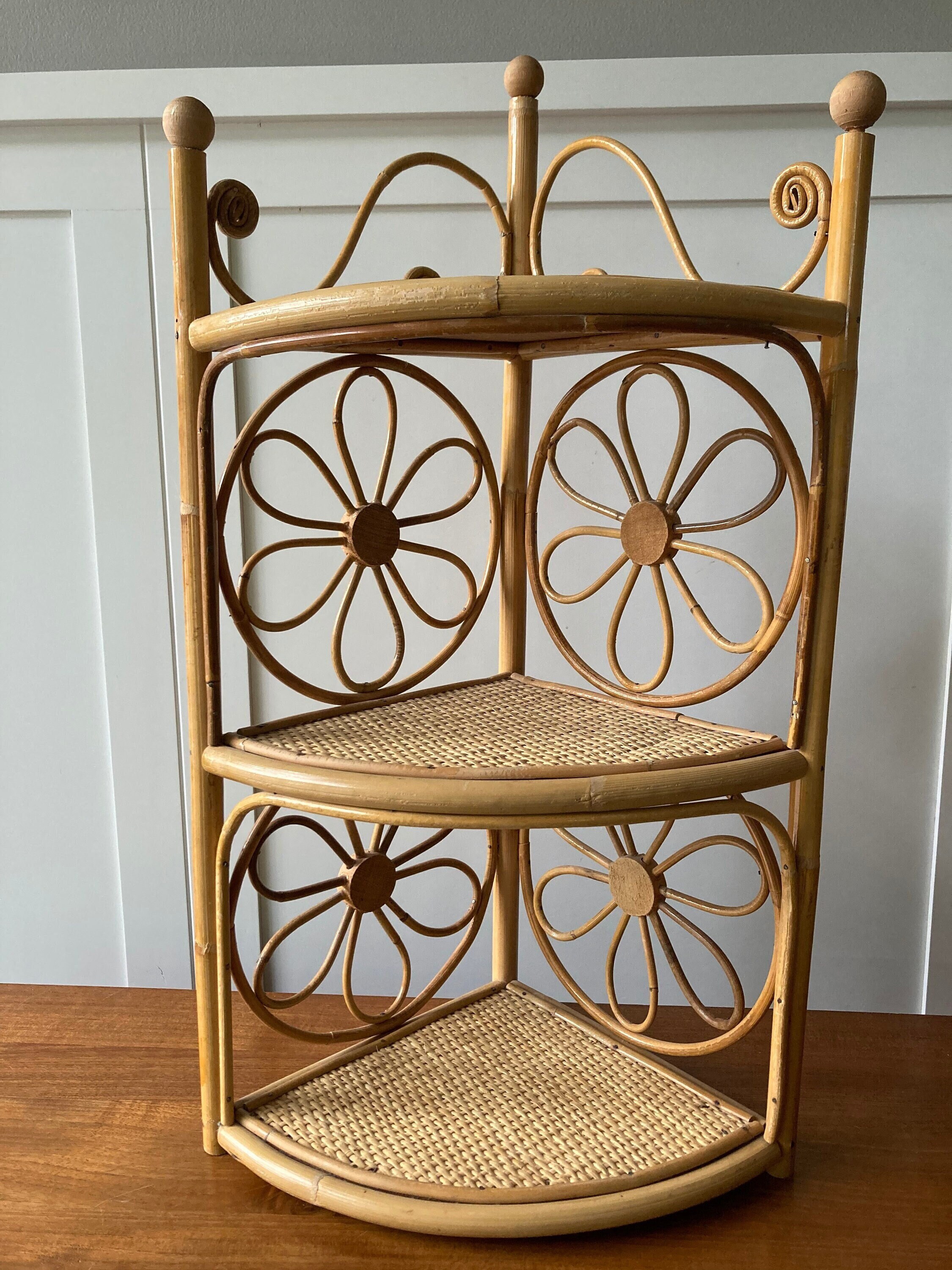 1960*s Big Size Vintage Style Shelf, 20 Inch, Cane Webbing Shelf