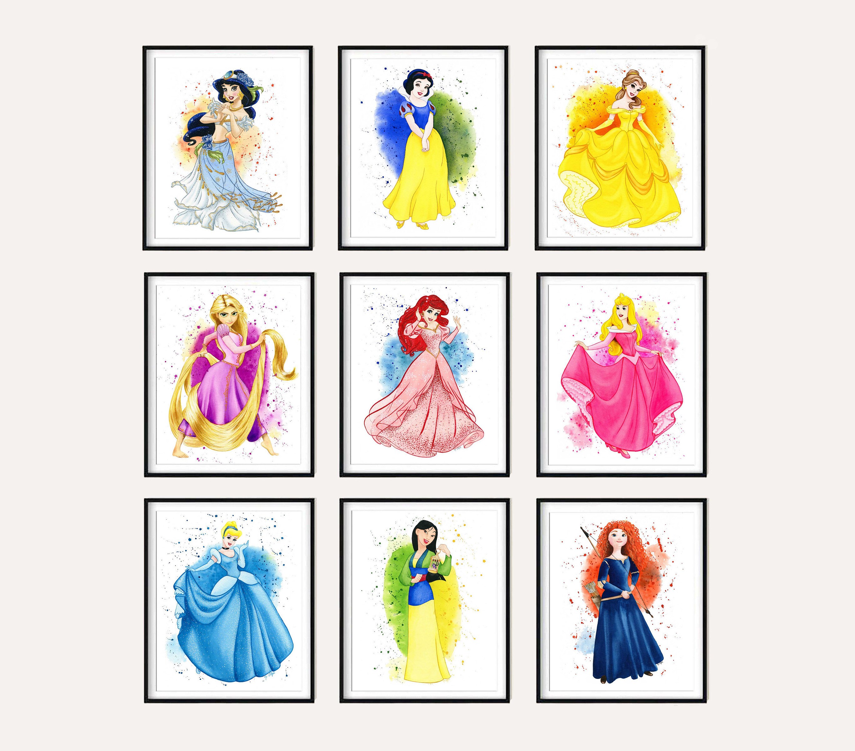 Set 9 princess print instant downloadDisney princess | Etsy