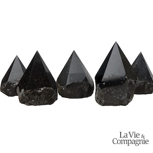 Natural Black Tourmaline Pyramid | Polished Top & Raw Base | Protection Crystal