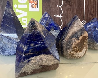 Lapis Lazuli Pyramid - Raw Base & Polished Peak for Meditation, Spiritual Awakening, Energy Balance