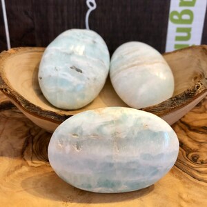 Exquisite Caribbean Calcite Palm Stone Soothe Work Injuries and Unlock Emotional Freedom, Hand-Polished Healing Gem image 1