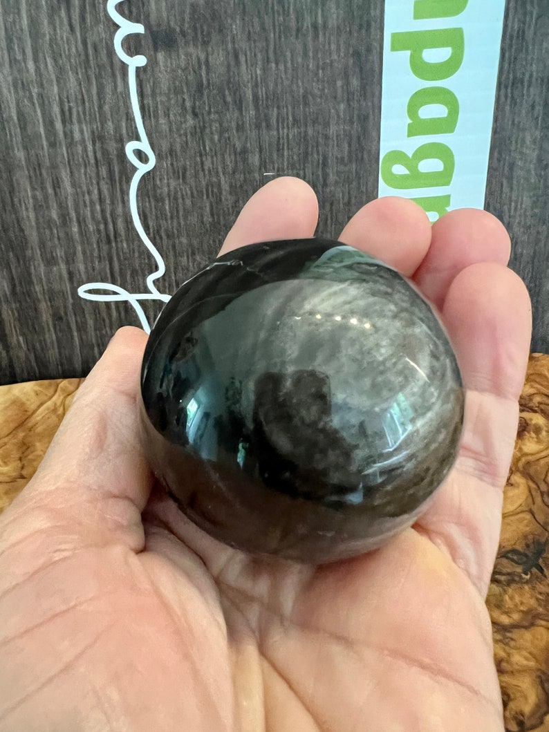 Silver Sheen Obsidian Sphere Perfect for Patience & Self-Reflection afbeelding 9