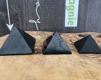 Elite Russian Shungite Pyramid, 30mm - Unpolished, Natural Black Stone for EMF Protection and Energetic Harmony